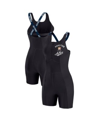 WEAR by Erin Andrews - Women's Black Houston Astros Bodycon Quarter-Zip Romper