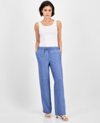 Charter Club - High-Rise Linen Drawstring Pants