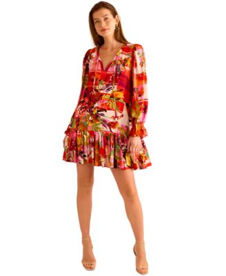 Vince Camuto - Women's Long-Sleeve Printed Mini Dress