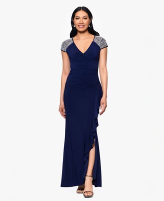 Betsy & Adam - Women's Cap-Sleeve V-Neck Dress