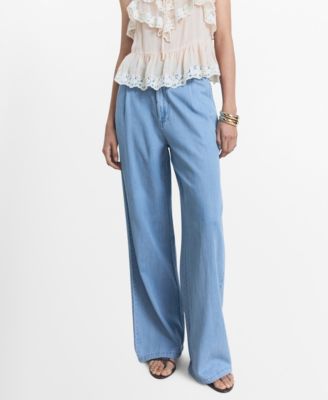 MANGO - Women's Lyocell Wideleg Pants