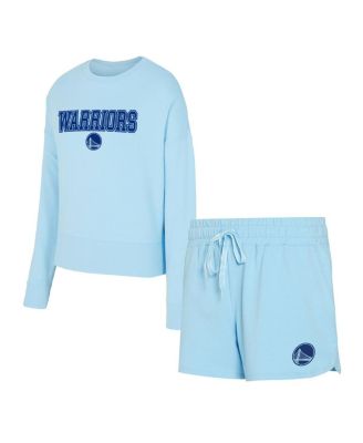 Concepts Sport - Women's 2-Piece Sport Light Blue Golden State Warriors Elevation Tri-Blend Long Sleeve T-Shirt  Shorts Set