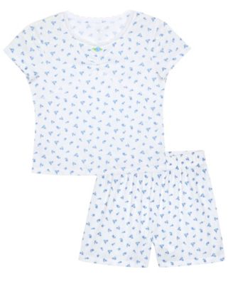 Max & Olivia - Big Girls Pointelle with Lace Floral-Print Shorts Pajama Set