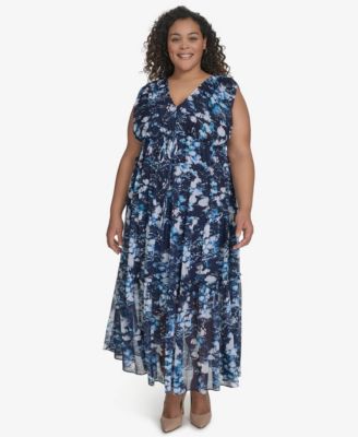 DKNY - Plus Size Printed Empire Maxi Dress