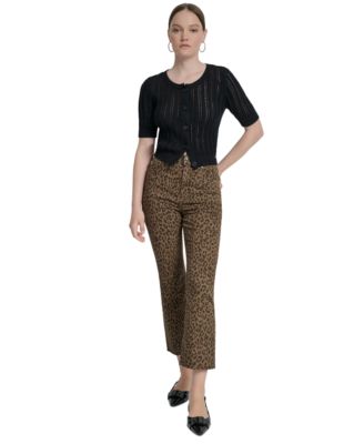 DKNY Jeans - Women's Animal Print High Rise Cropped Flare Jeans