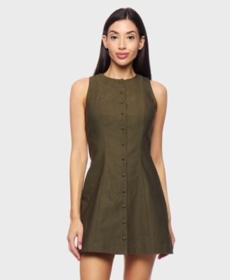 Alex & Sophia - Juniors' Sleeveless Button Down Dress