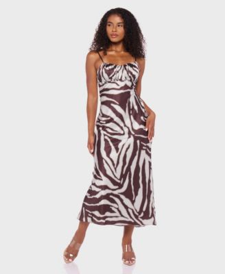 Alex & Sophia - Juniors' Printed Satin Sleeveless Dress