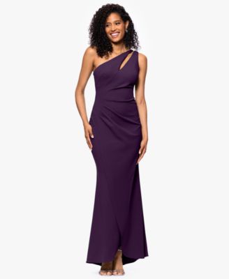 Betsy & Adam - Petite One-Shoulder Ruched Gown