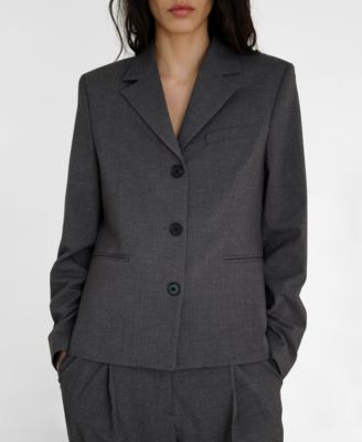 MANGO - Women's Straight Button Suit Blazer