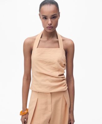 MANGO - Women's Gathered Detail Lyocell Top
