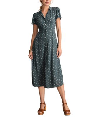 Lucky Brand - Women's Collared Button-Front Midi Dress