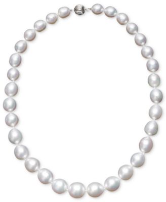 Macy's - Pearl Necklace, 18" 14k White Gold White Cultured South Sea Graduated Pearl Strand (10-13mm)