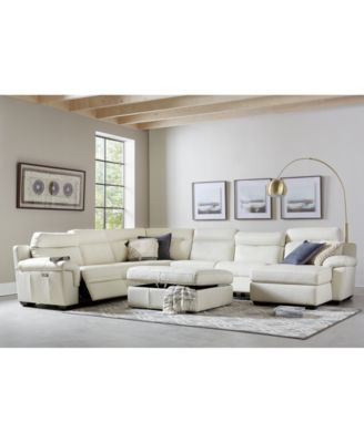 Furniture - Julius II Leather Power Reclining Sectional Sofa Collection with Power Headrests and USB Power Outlet, Created for Macy's